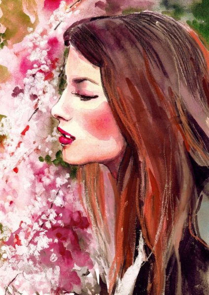 Красивые девушки гуашью