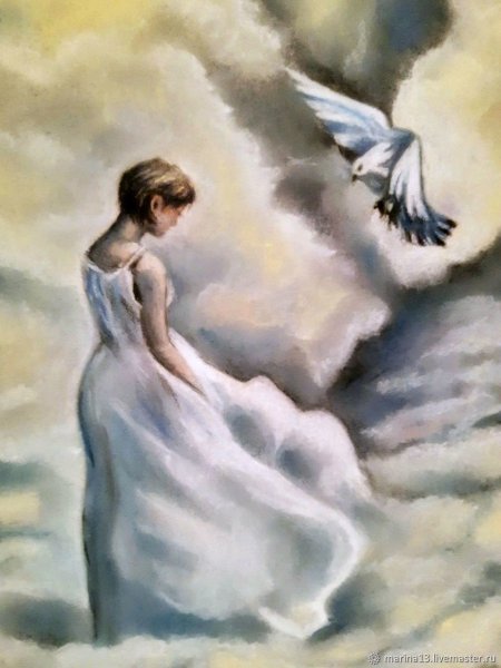 Картина девушка в облаках