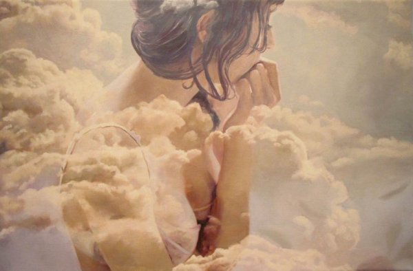 Картина девушка в облаках