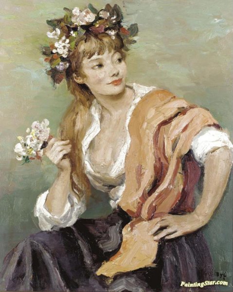 Тропинин Василий - девушка с горшком роз. 1850