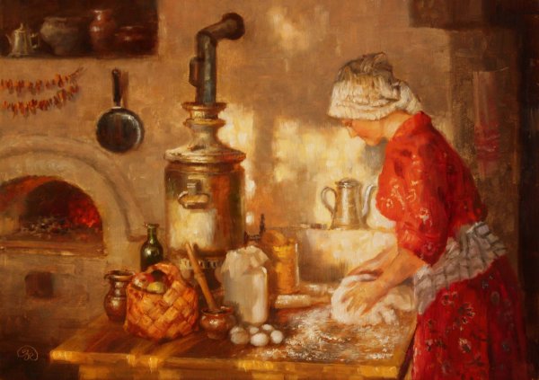 Владимир Жданов картины женщин у русской печи