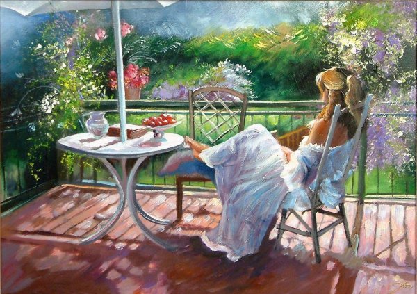 Картина завтрак на веранде