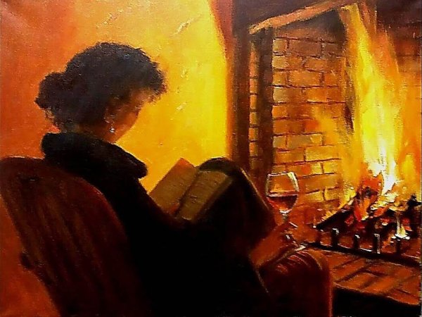 Камин в живописи