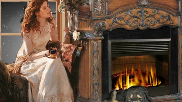 Женщина у камина