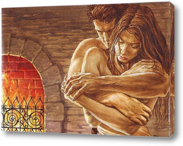 Картина любовь у камина