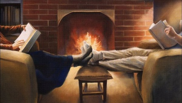 Вечер перед камином с книгой