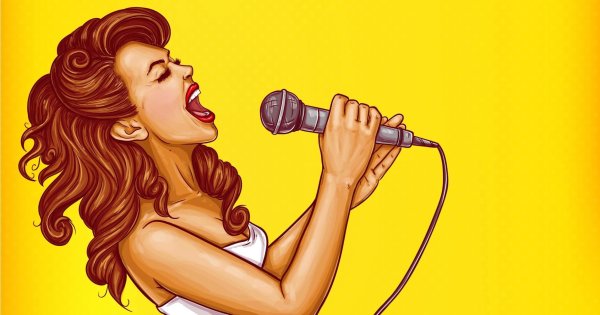 Певица с микрофоном арт