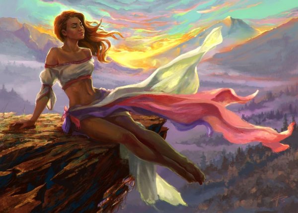 Девушка гора картина