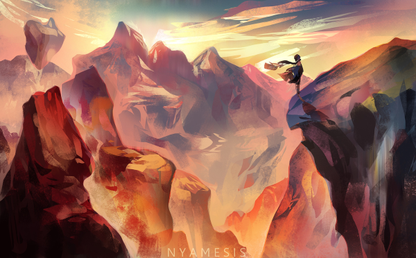 Человек в горах арт