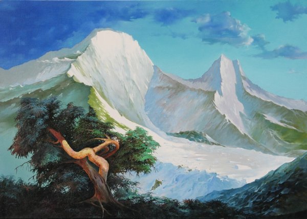 Горный пейзаж с людьми