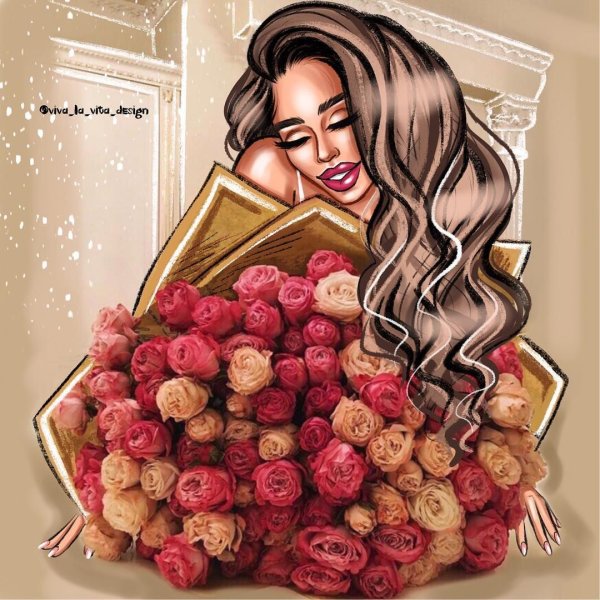 Иллюстрация девушка с тортом