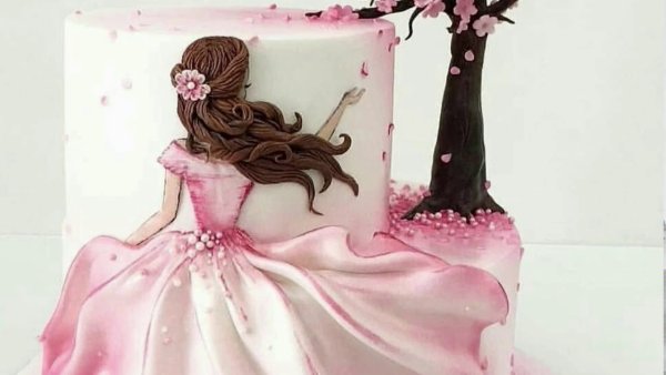 Торт девушка с сакурой