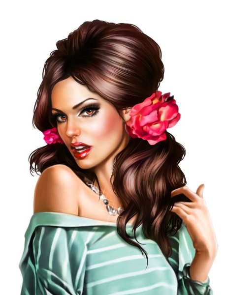 Красивые девушки рисунки цветные