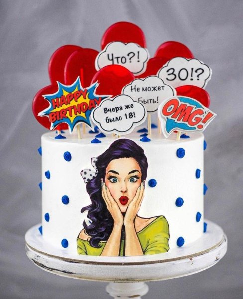 Тортик с нарисованной девушкой