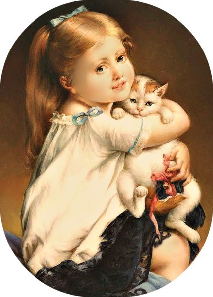 Девочка с котенком иллюстрация