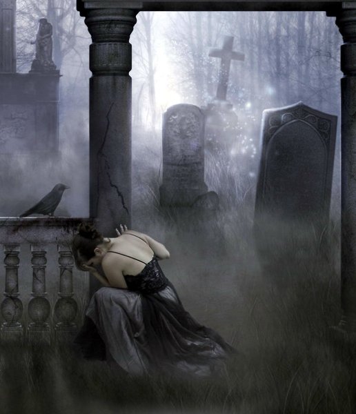 Готичное кладбище фэнтези арт