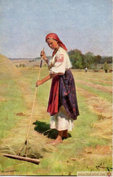 Картина девочка с граблями