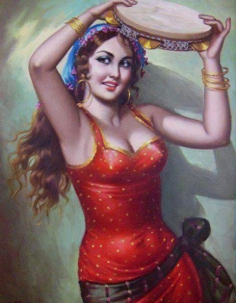 Картина цыганка с бубном