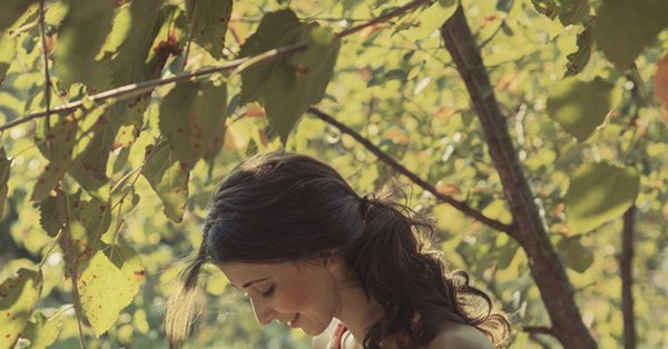 Дети собирают яблоки в саду