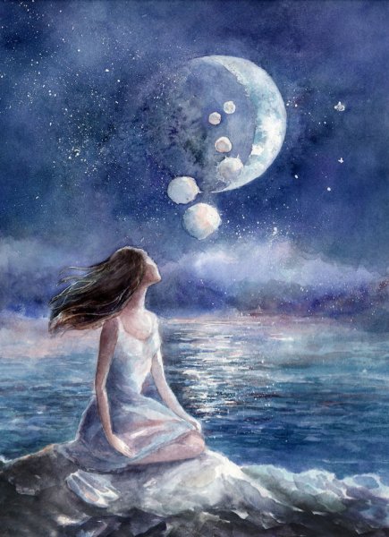 Ночь Луна девушка