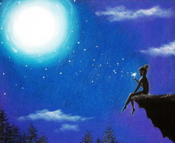 Девушка под звездным небом