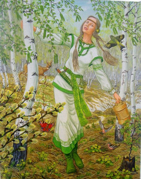 Русские женщины с косами живопись