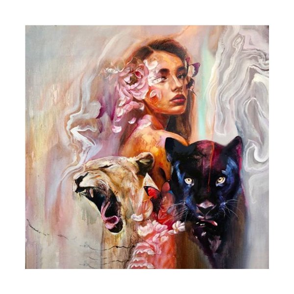 Картина по номерам девушка и пантера