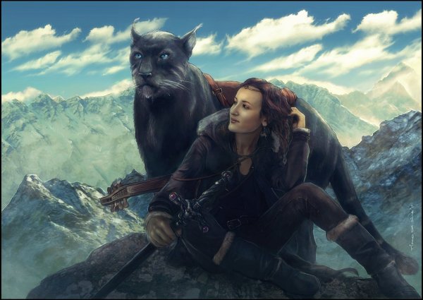 Фэнтези девушка с пантерой