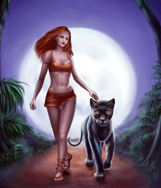 Амазонка с пантерой