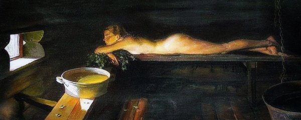 Картина девушка в ванной