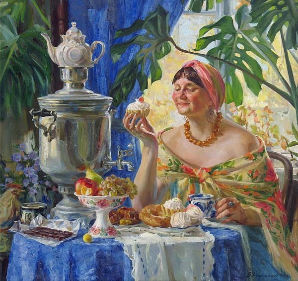 Полина Лучанова Купчиха.пасхальное чаепитие