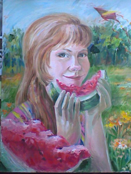 Девочка и Арбуз живопись