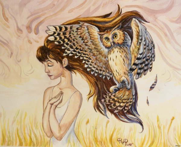 Картина девушка с совой