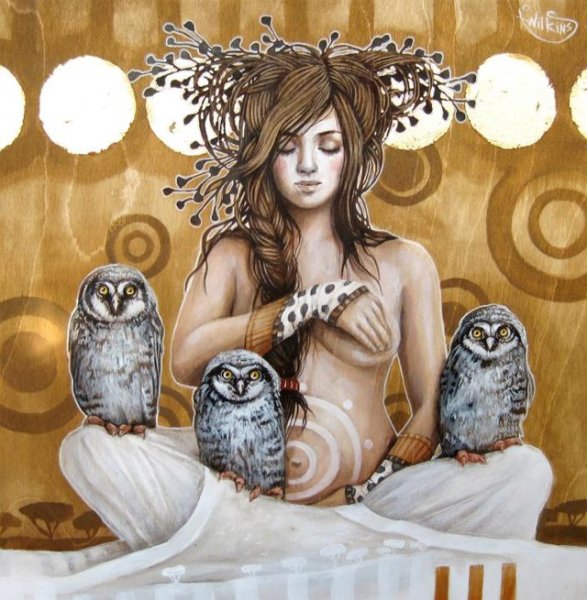 Женщина с совой картина
