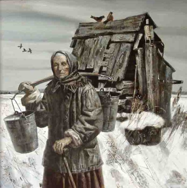Баба с коромыслом и ведрами