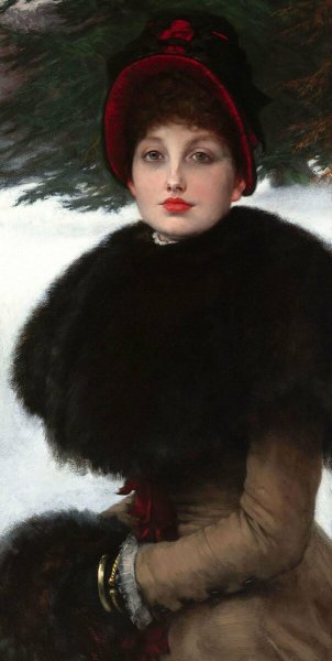 Нарисованная девушка в шубе