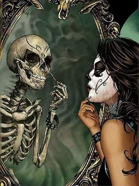 Санта Муэрте арт скелет