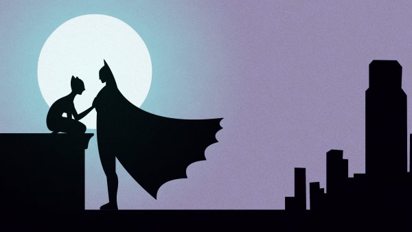 Бэтмен и женщина кошка поцелуй