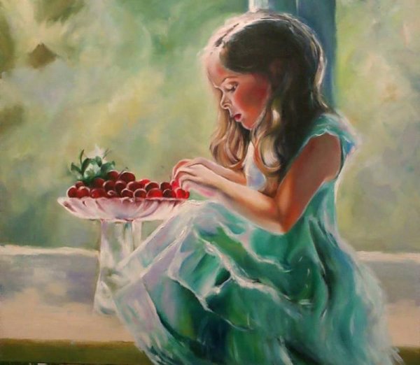 Девочка с вишнями картина