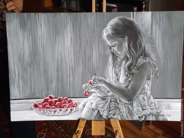 Девушка с вишней картина