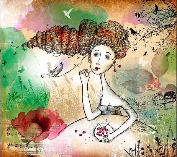 Живопись девушка-Вишенка