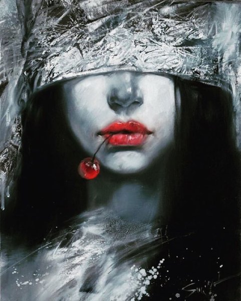 Живопись девушка-Вишенка