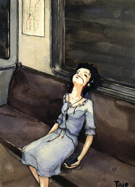 Люди в поезде живопись