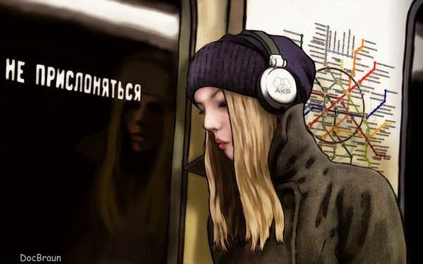 Люди в наушниках в метро