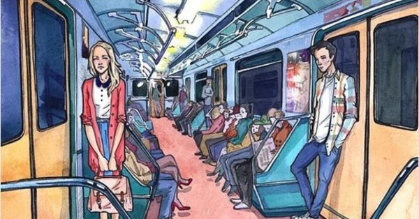 Люди в автобусе рисунок