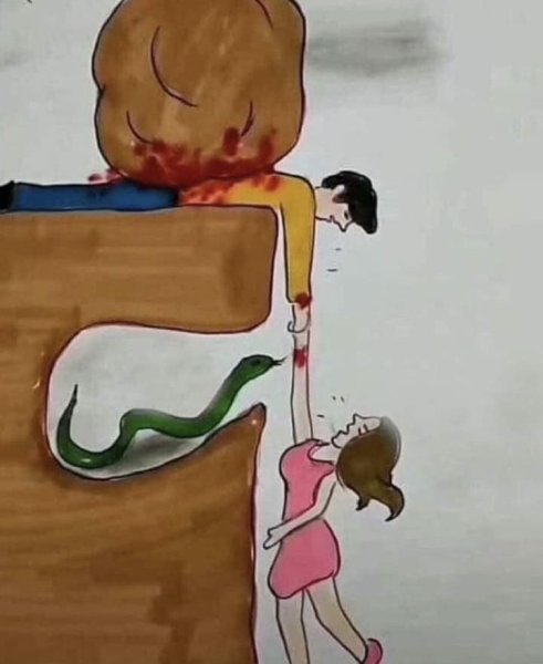 Мужчина не знает что внизу есть