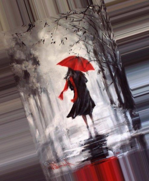 Девушка с красномзонтом