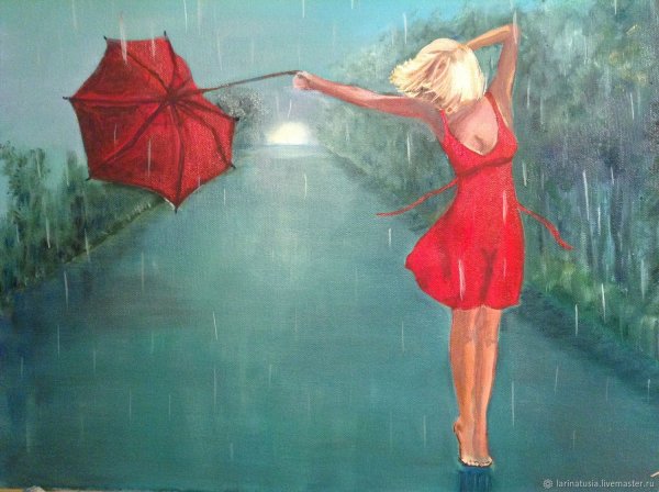 Женщина с красным зонтом
