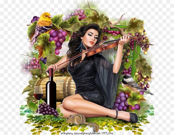 Женщина с виноградом арт