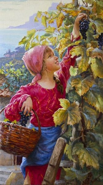 Виноградники акварель